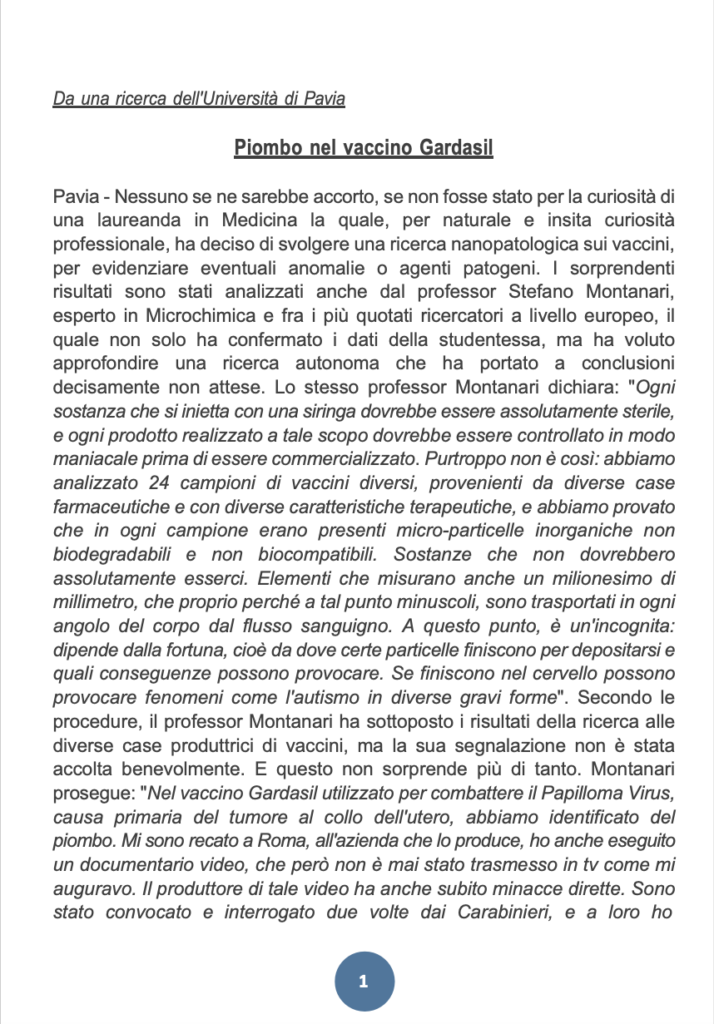 Vaccini e disturbi - piombo nel vaccino
