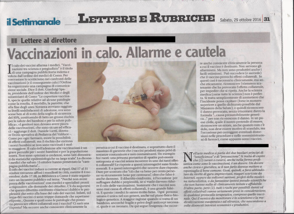Vaccini e disturbi - il settimanale